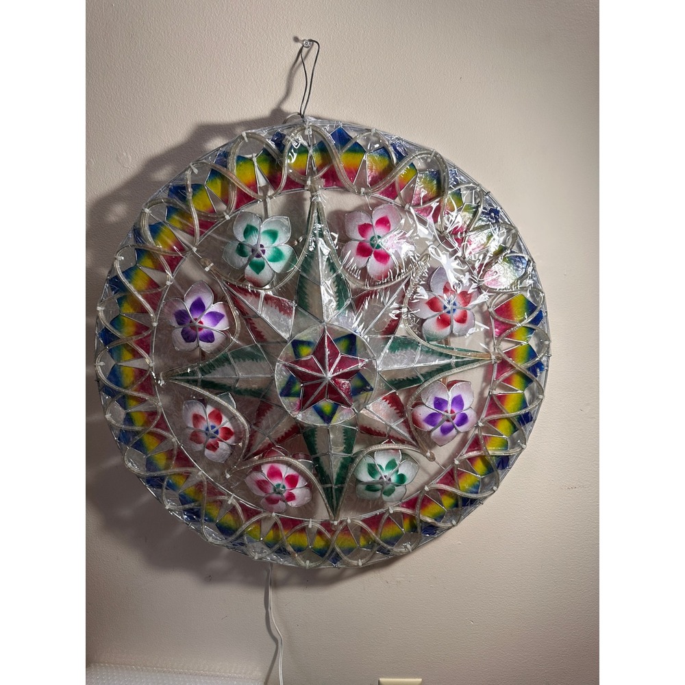 Filipino Parol Christmas Lantern LED Lighted Capiz Star Floral 24" Multi-Colo